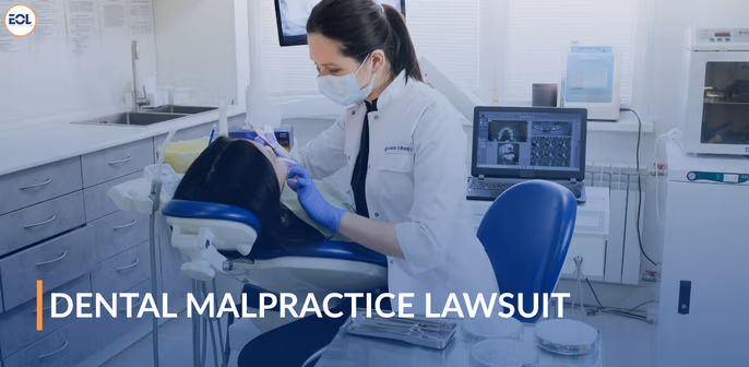 Dental professional examining a patient in a dental office, emphasizing dental malpractice lawsuit context.